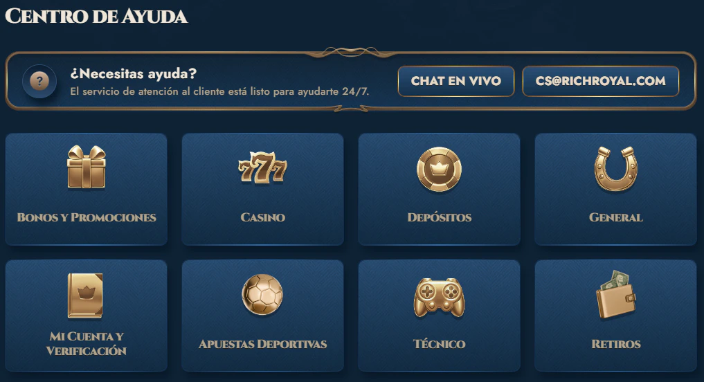 RichRoyal Casino atención al cliente y centro de ayuda